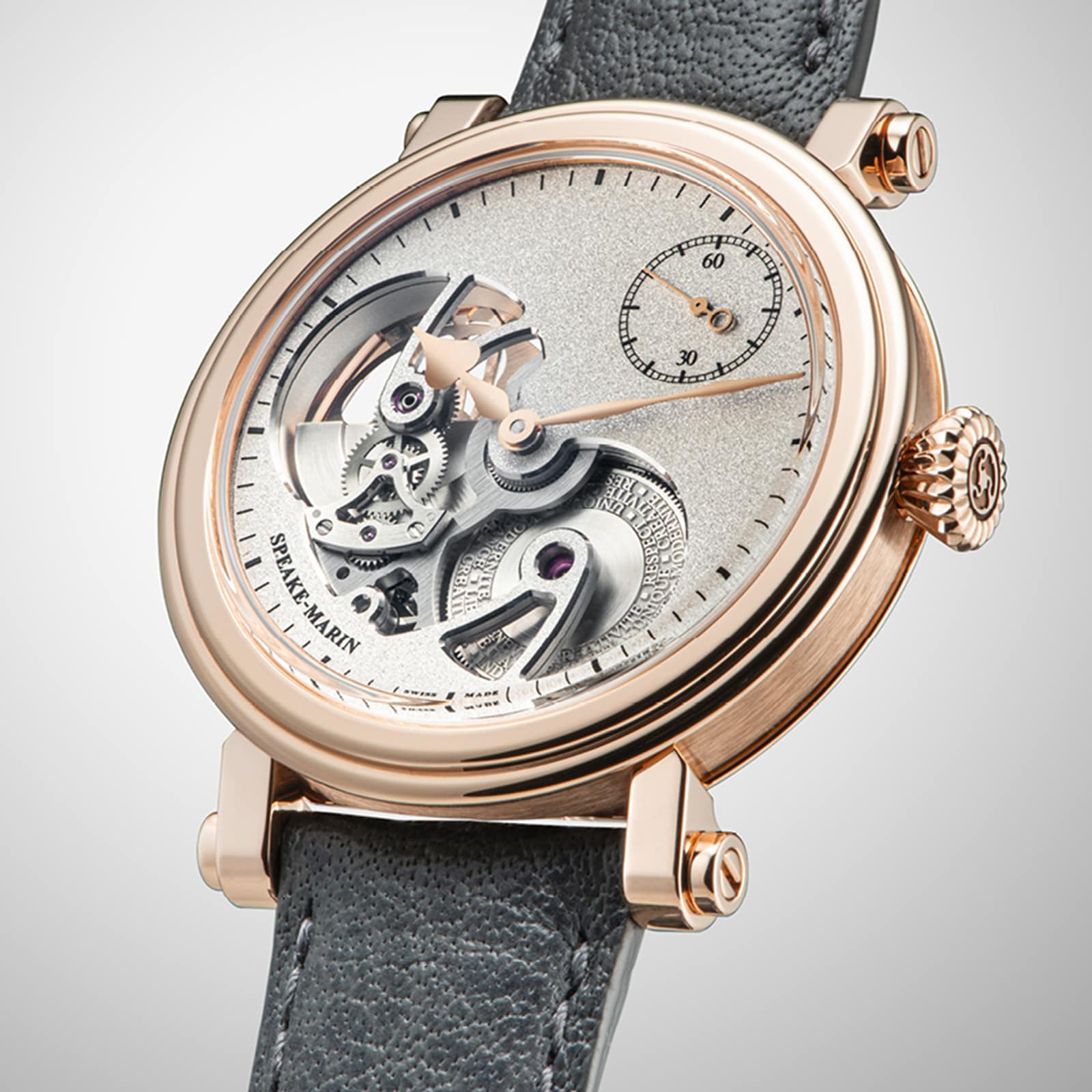 Speake-Marin Openworked Sandblasted Red Gold 38mm Mens Watch Silver Speake-Marin Openworked Sandblasted Red Gold 38mm Mens Watch Silver