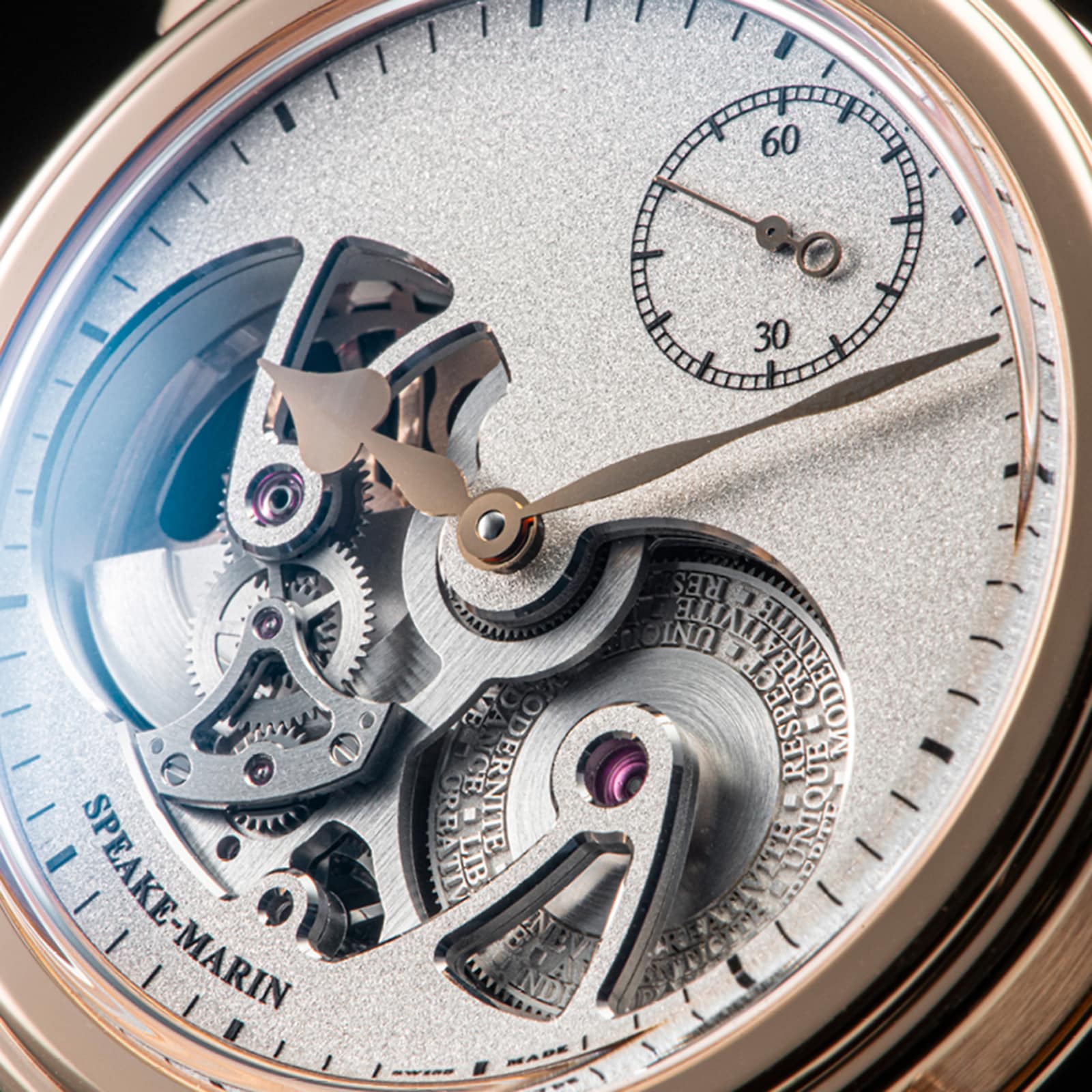 Speake-Marin Openworked Sandblasted Red Gold 38mm Mens Watch Silver Speake-Marin Openworked Sandblasted Red Gold 38mm Mens Watch Silver