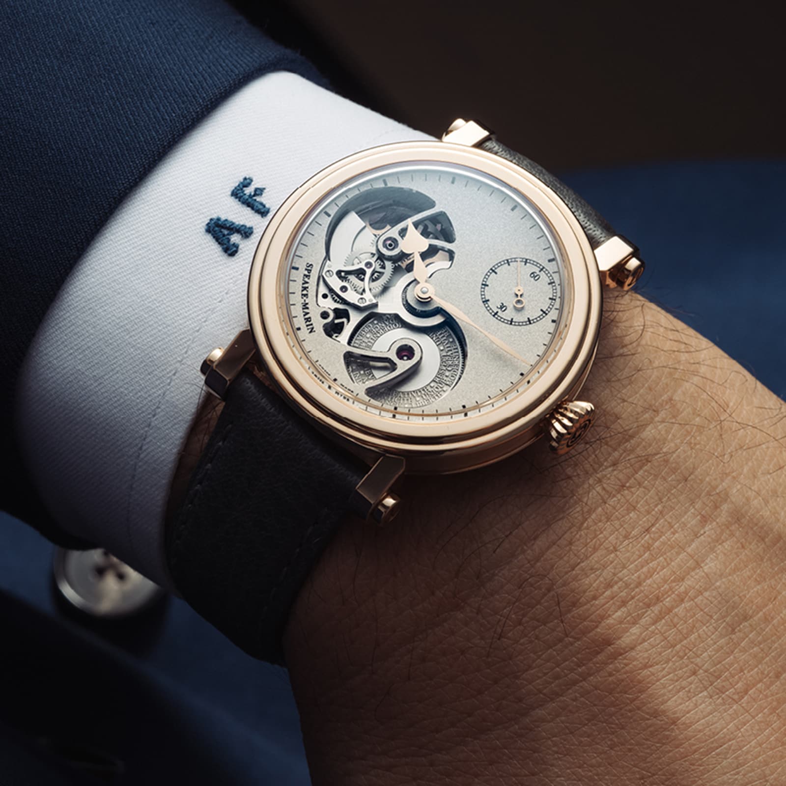 Speake-Marin Openworked Sandblasted Red Gold 38mm Mens Watch Silver Speake-Marin Openworked Sandblasted Red Gold 38mm Mens Watch Silver