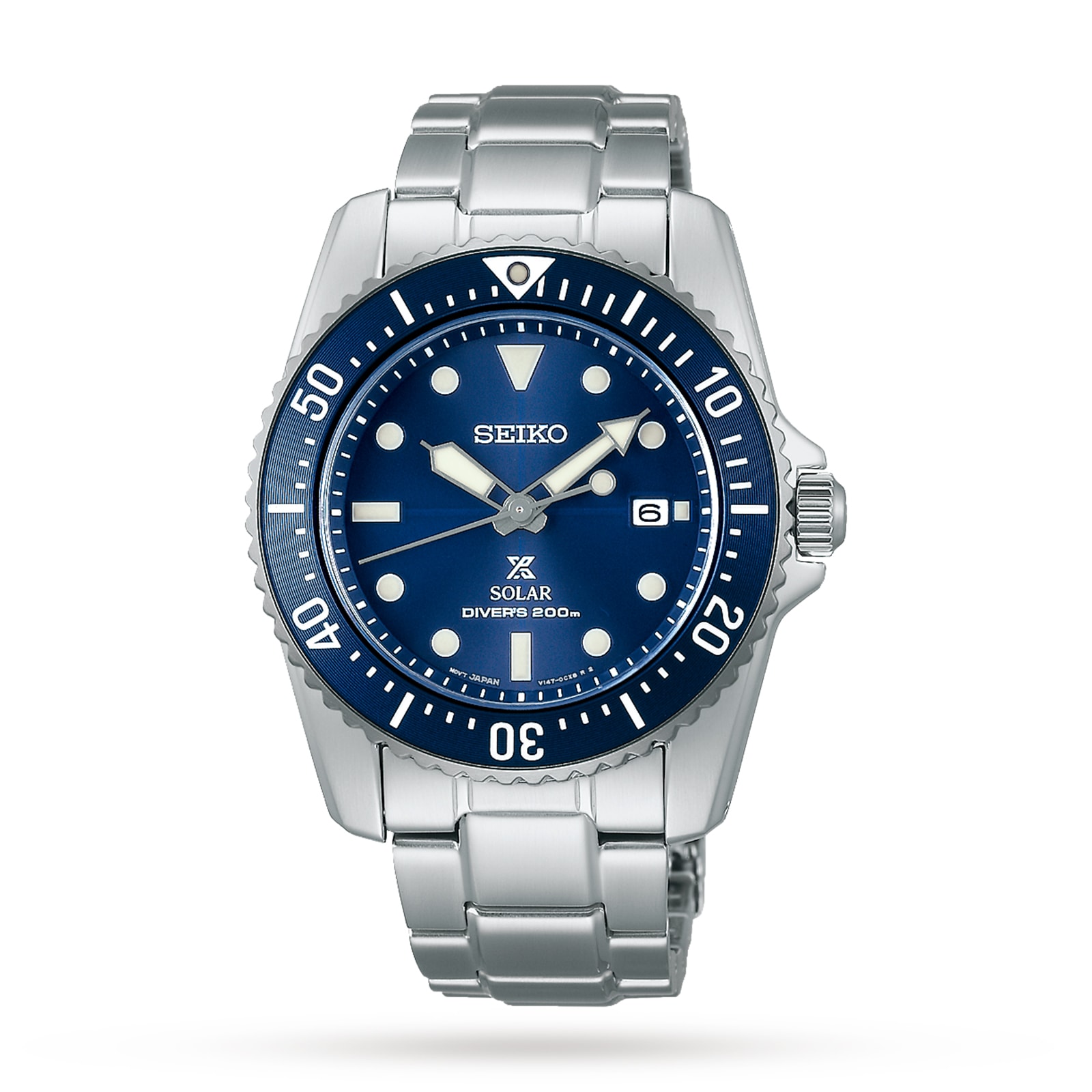 Compact Solar Scuba Diver Blue 38.5mm Mens Watch