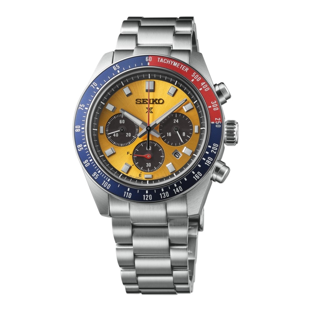 Seiko Prospex Prospex Speedtimer Pogue Solar Chronograph 1969 Re interpretation 41.5mm Mens Watch Yellow SSC947P1 Goldsmiths