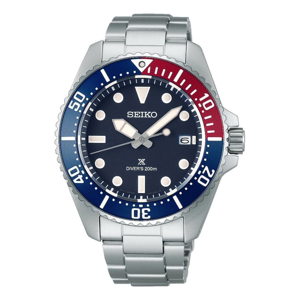 Seiko Prospex Solar Diver's 41mm Mens Bracelet Watch Blue Dial