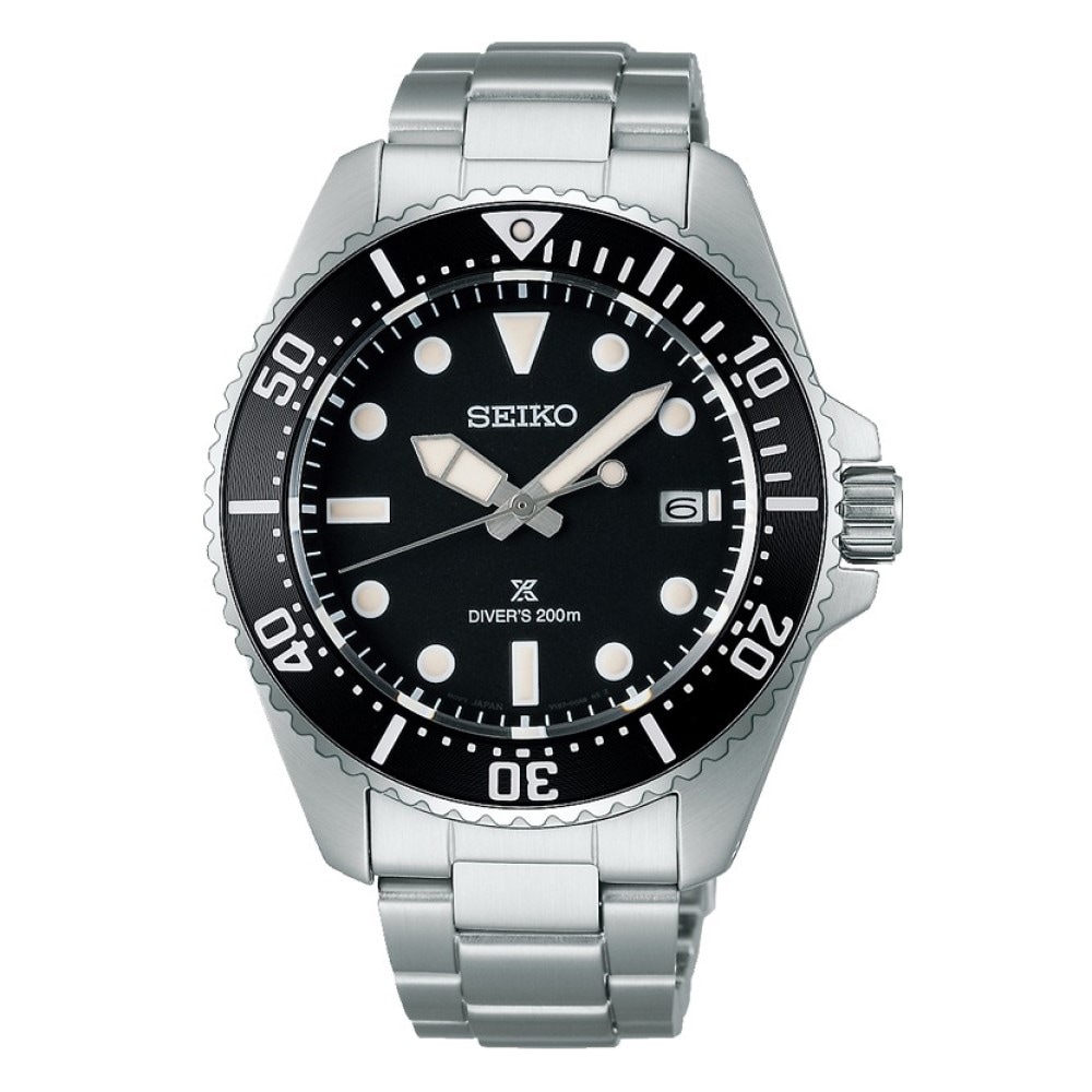 Seiko Prospex Solar Diver's 41mm Mens Bracelet Watch Black Dial