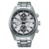 Seiko Prospex GPS Solar Chronograph Speedtimer 42mm Mens Bracelet Watch White Silver Dial