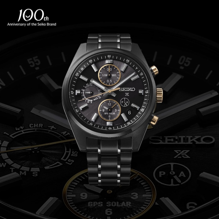 Seiko Prospex GPS Solar Chronograph Speedtimer 42mm Limited Edition 100th Anniversary of Seiko in Black