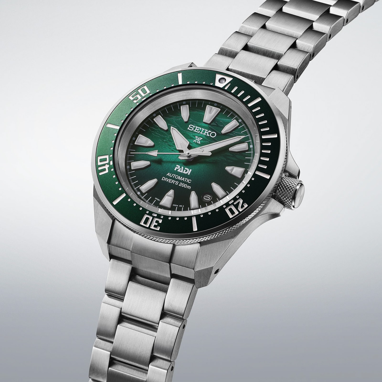 Seiko Prospex Prospex PADI 60th Anniversary 4R Compact Mechanical Diver's 41.7mm Mens Watch Underwater Green