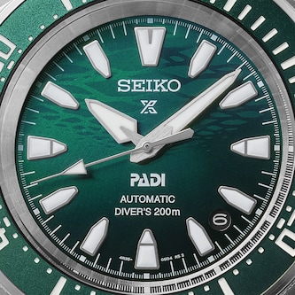 Seiko Prospex Prospex PADI 60th Anniversary 4R Compact Mechanical Diver's 41.7mm Mens Watch Underwater Green
