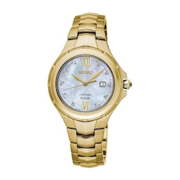 18280287 - Coutura Ladies’ Diamond Set Mother of Pearl Dial Gold Tone Bracelet Watch