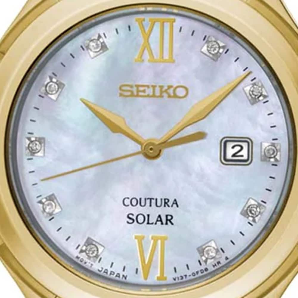 Seiko Coutura Ladies’ Diamond Set Mother of Pearl Dial Gold Tone Bracelet Watch Seiko Coutura Ladies’ Diamond Set Mother of Pearl Dial Gold Tone Bracelet Watch