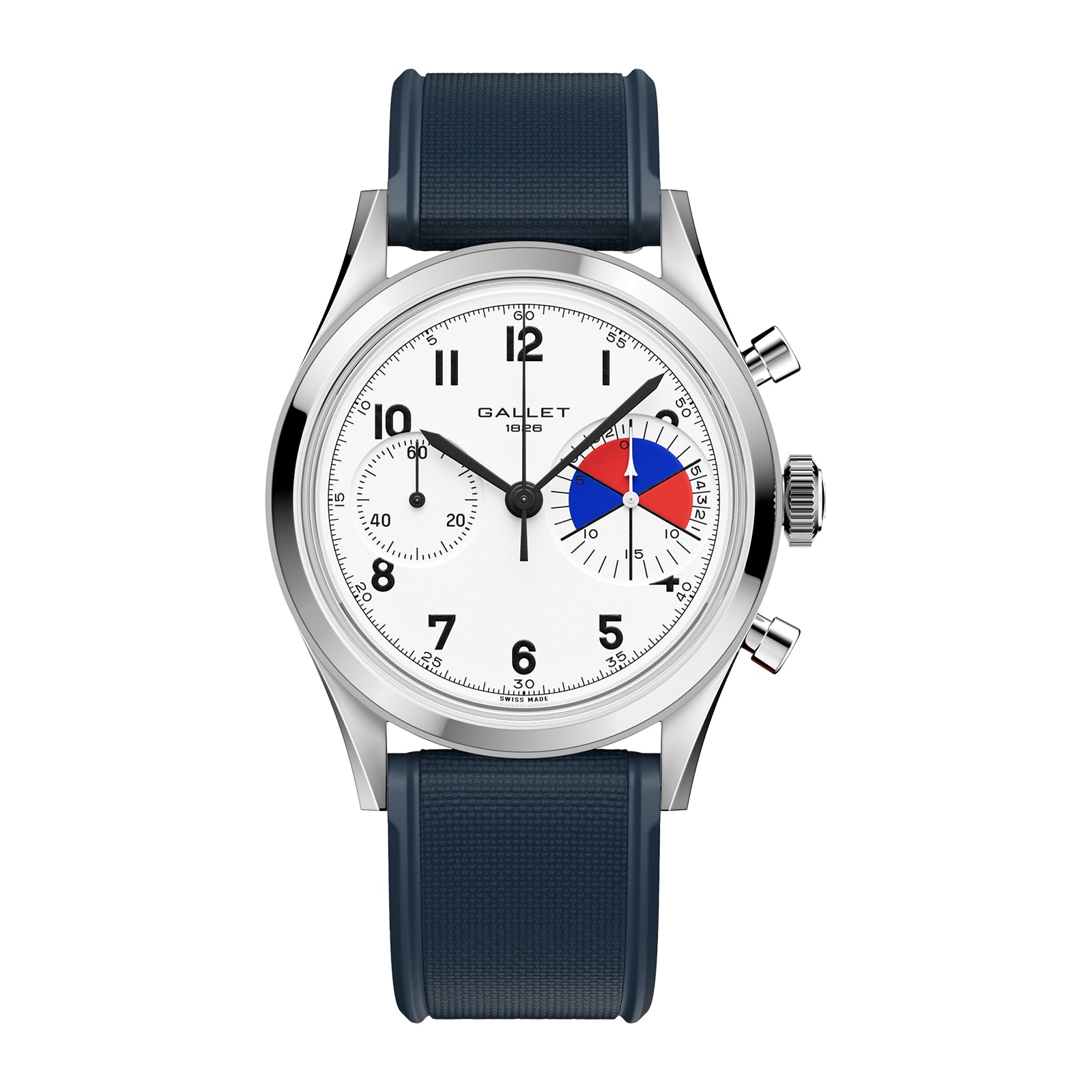 Gallet Classics B09 Tribute to Yachting Big Eye 38mm Unisex Watch White Dial Rubber