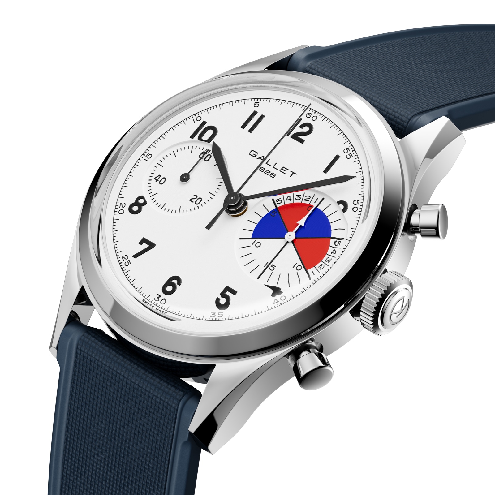 Gallet Classics B09 Tribute to Yachting Big Eye 38mm Unisex Watch White Dial Rubber