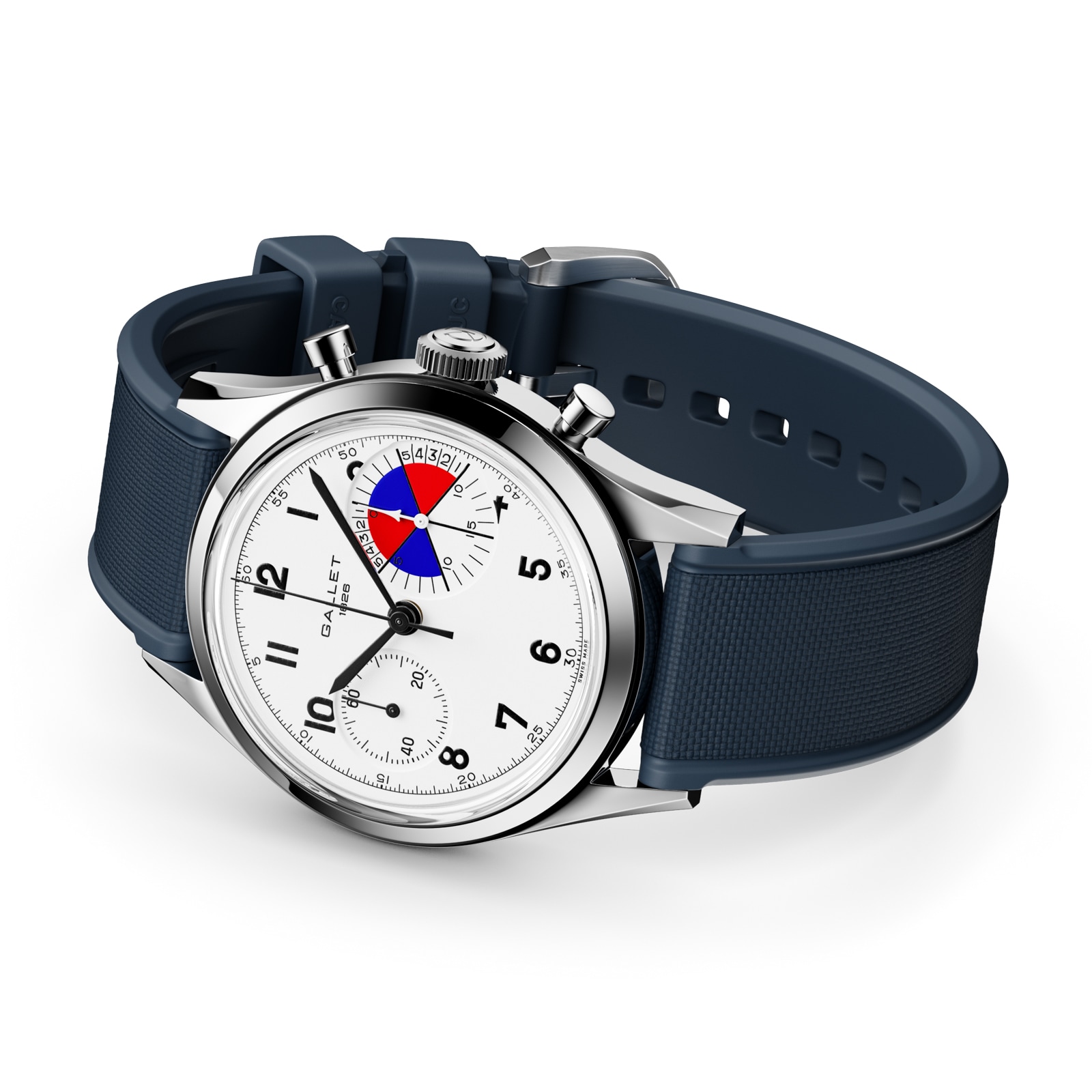 Gallet Classics B09 Tribute to Yachting Big Eye 38mm Unisex Watch White Dial Rubber