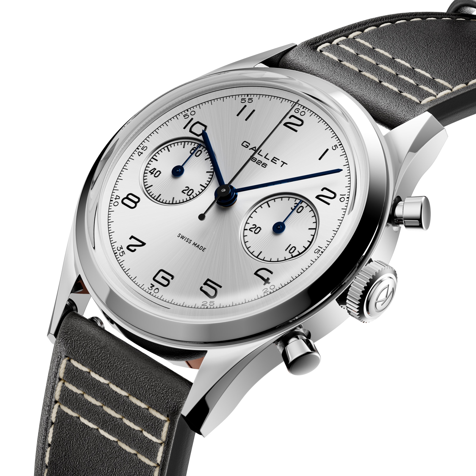 Gallet Classics B09 Tribute to Silverlight 38mm Unisex Watch Silver Dial Leather