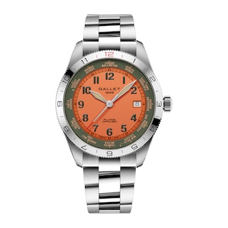 Gallet Flying Officer Chronograph Automatic 40mm Unisex Watch Orange Dial