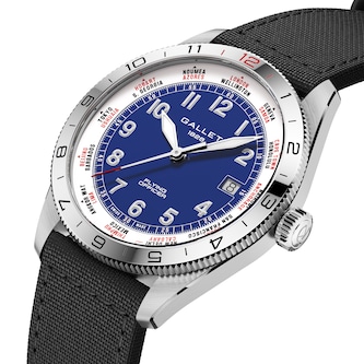 Gallet Flying Officer Chronograph Automatic 40mm Unisex Watch Blue Dial Fabric Gallet Flying Officer Chronograph Automatic 40mm Unisex Watch Blue Dial Fabric