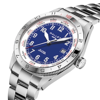 Gallet Flying Officer Chronograph Automatic 40mm Unisex Watch Blue Dial