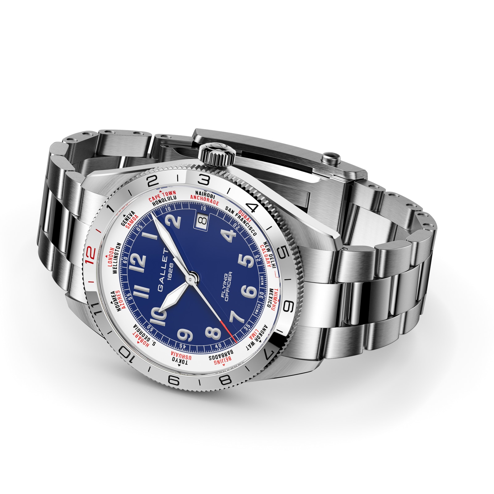 Gallet Flying Officer Automatic 40mm Unisex Watch Blue Dial Gallet Flying Officer Automatic 40mm Unisex Watch Blue Dial