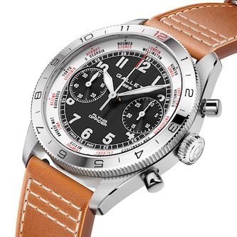 Gallet Flying Officer Chronograph Automatic 40mm Unisex Watch Black Dial Leather Gallet Flying Officer Chronograph Automatic 40mm Unisex Watch Black Dial Leather