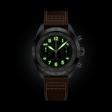 Gallet Flying Officer Chronograph Automatic 40mm Unisex Watch Black Dial Leather