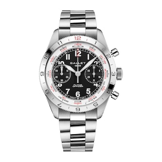 Gallet Flying Officer Chronograph Automatic 40mm Unisex Watch Black Dial