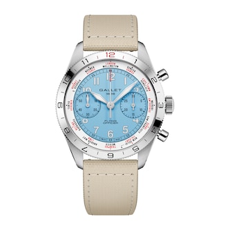 Gallet Flying Officer Chronograph Automatic 40mm Unisex Watch Sky Blue Dial Fabric Gallet Flying Officer Chronograph Automatic 40mm Unisex Watch Sky Blue Dial Fabric