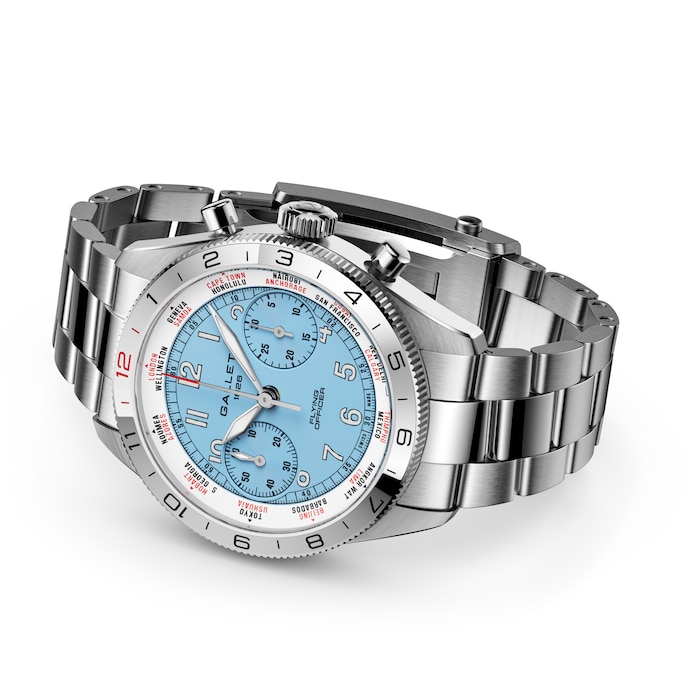 Gallet Flying Officer Chronograph Automatic 40mm Unisex Watch Sky Blue Dial