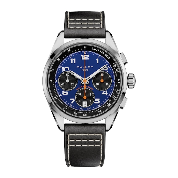 Gallet Multichron Sport Chronograph Automatic 41mm Unisex Watch Blue Dial Leather