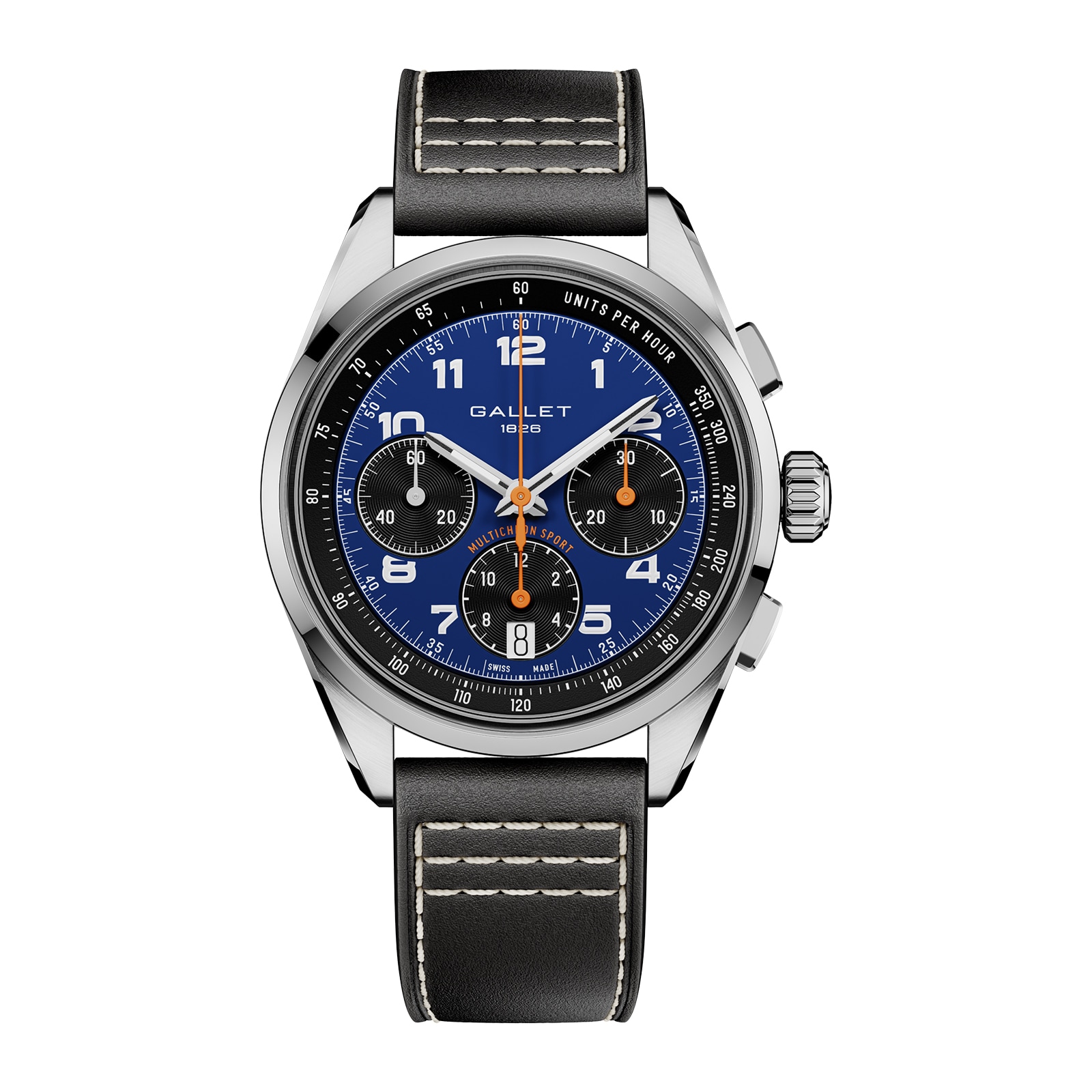 Gallet Multichron Sport Chronograph Automatic 41mm Unisex Watch Blue Dial Leather