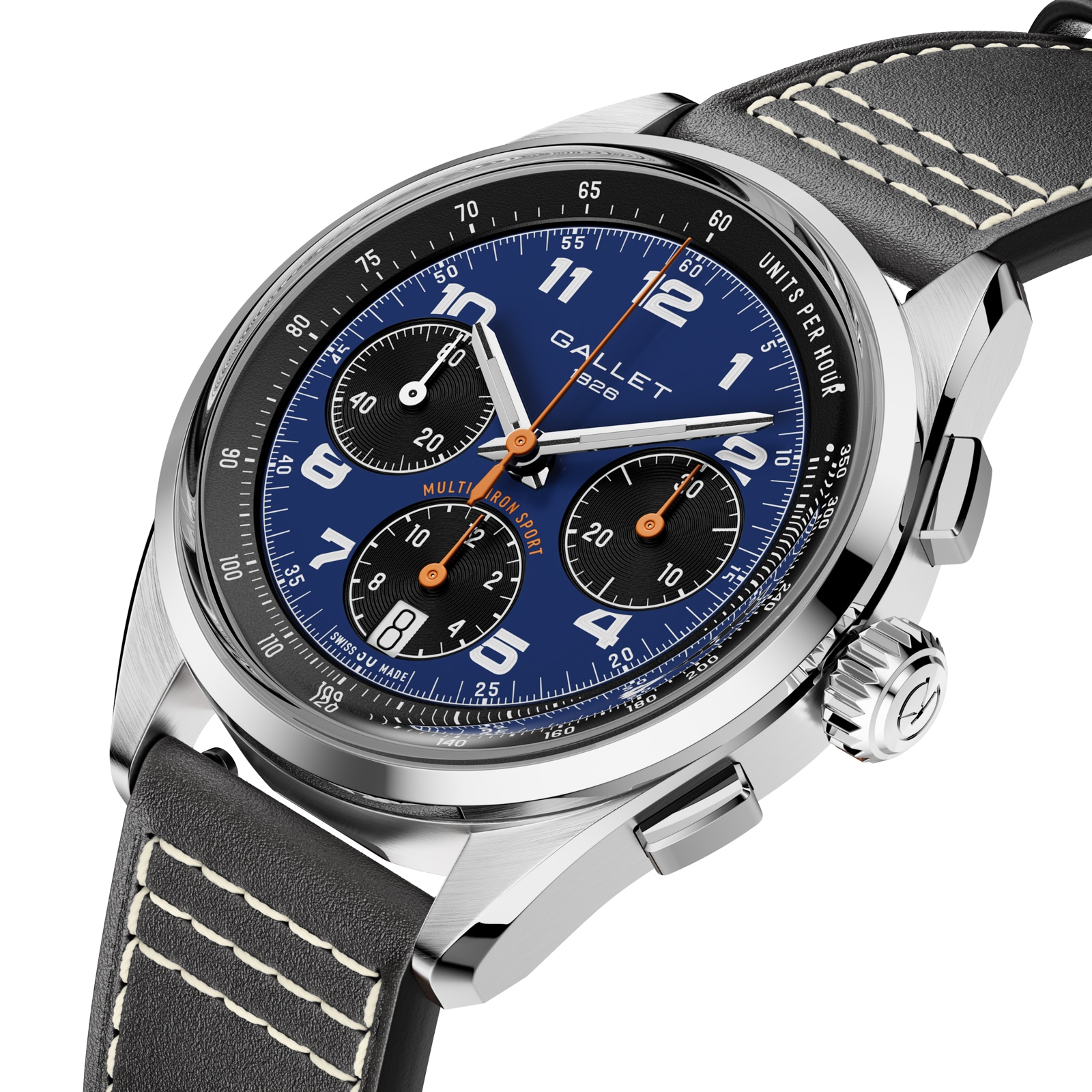 Gallet Multichron Sport Chronograph Automatic 41mm Unisex Watch Blue Dial Leather