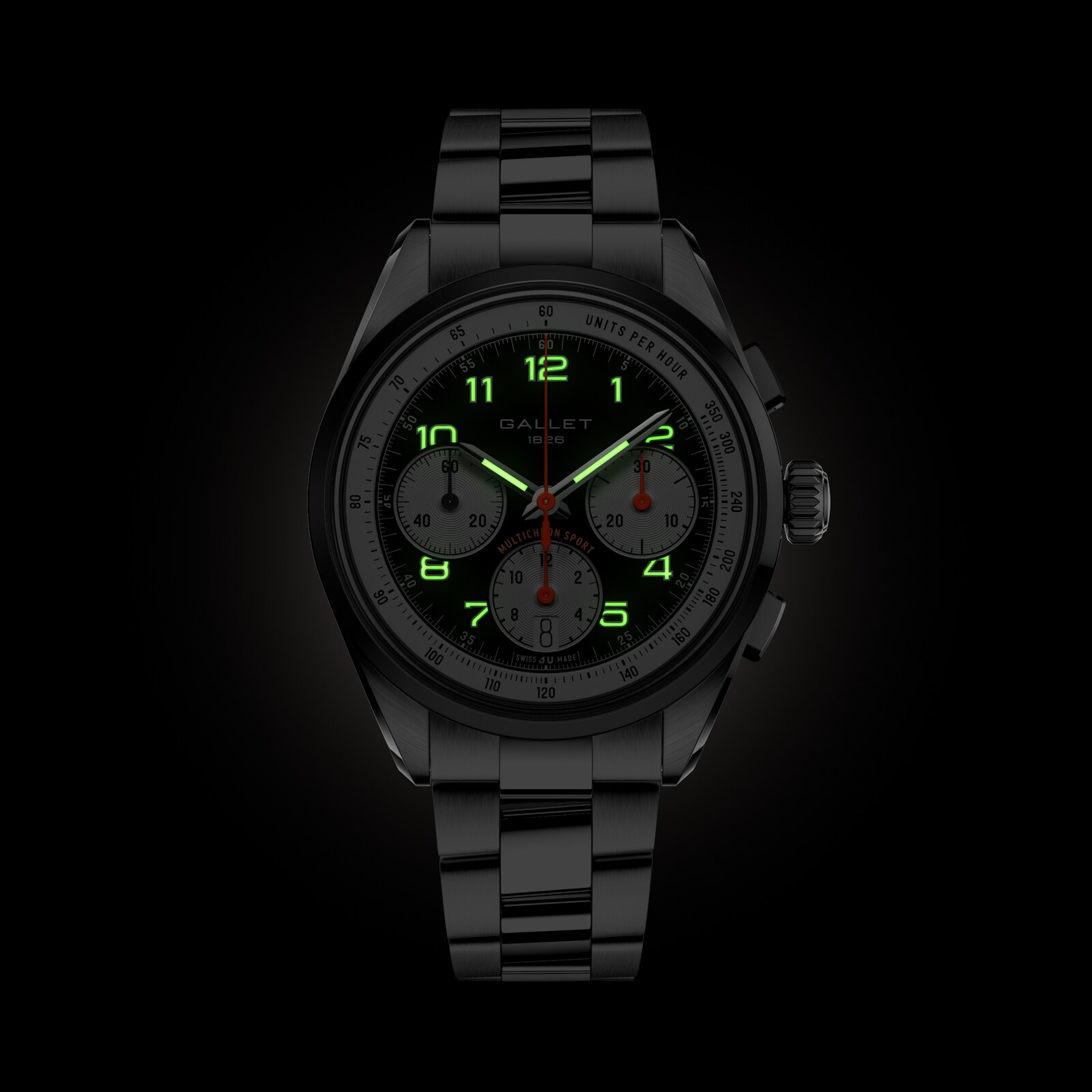 Gallet Multichron Sport Chronograph Automatic 41mm Unisex Watch Black Dial