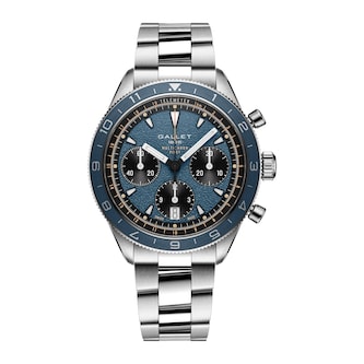 Gallet Multichron Pilot Chronograph Automatic 42mm Unisex Watch Blue Dial