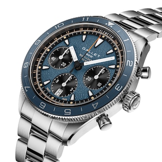 Gallet Multichron Pilot Chronograph Automatic 42mm Unisex Watch Blue Dial