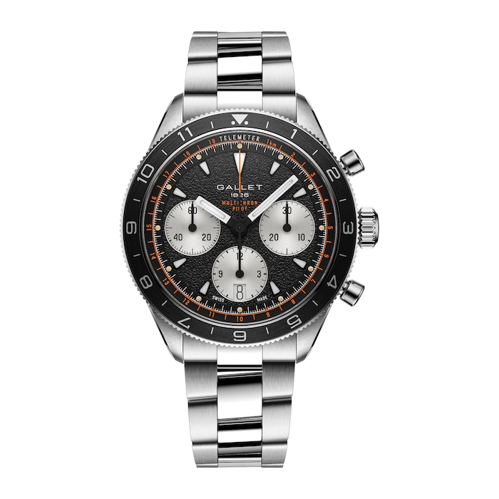 Gallet Multichron Pilot Chronograph Automatic 42mm Unisex Watch Black Dial