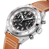 Gallet Flying Officer Chronograph Automatic 40mm Unisex Watch Black Dial Leather