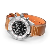 Gallet Flying Officer Chronograph Automatic 40mm Unisex Watch Black Dial Leather