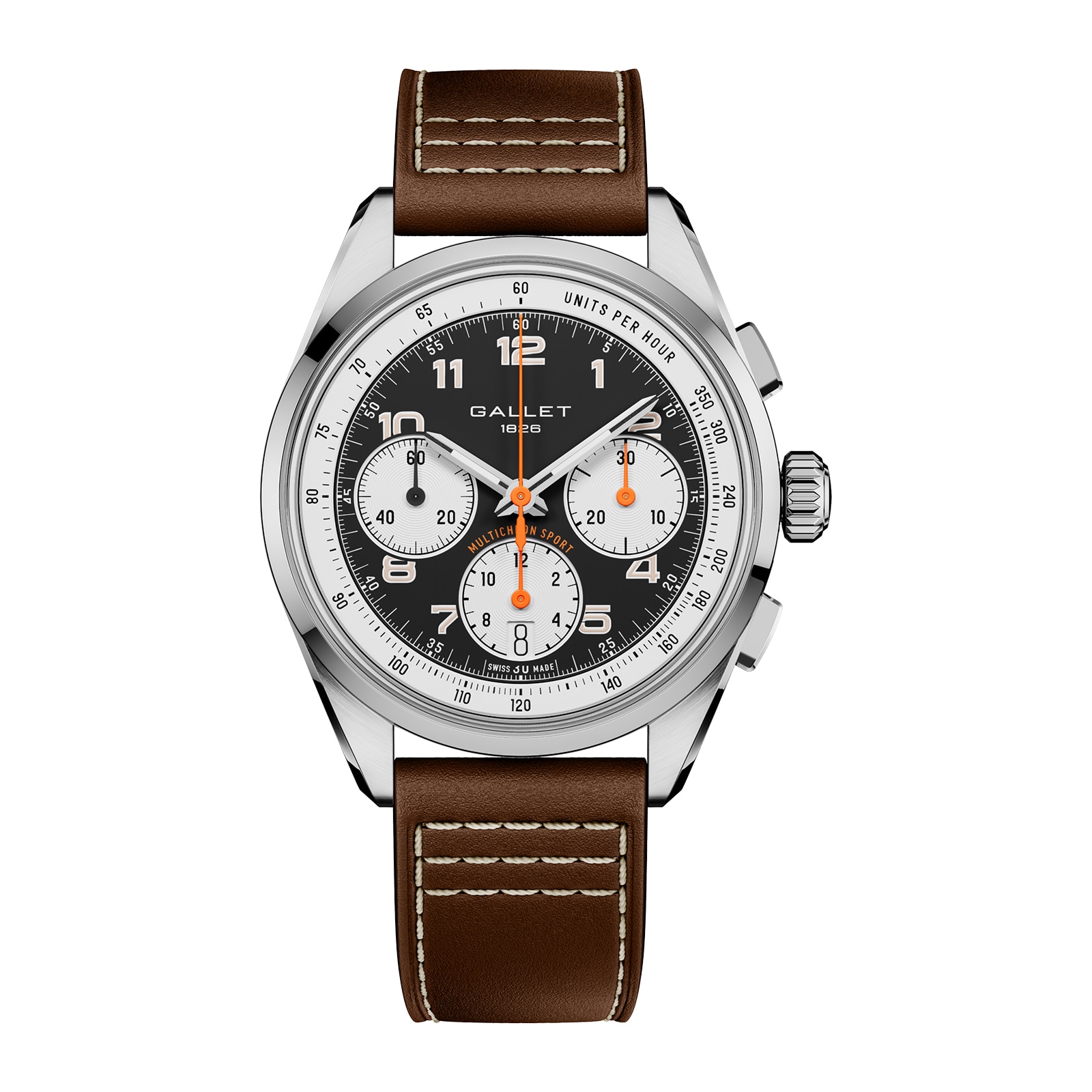 Gallet Multichron Sport Chronograph Automatic 41mm Unisex Watch Black Dial Leather
