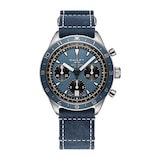 Gallet Multichron Pilot Chronograph Automatic 42mm Unisex Watch Blue Dial Leather