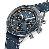 Gallet Multichron Pilot Chronograph Automatic 42mm Unisex Watch Blue Dial Leather