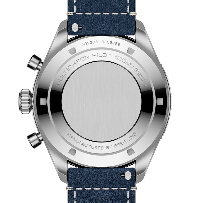 Gallet Multichron Pilot Chronograph Automatic 42mm Unisex Watch Blue Dial Leather