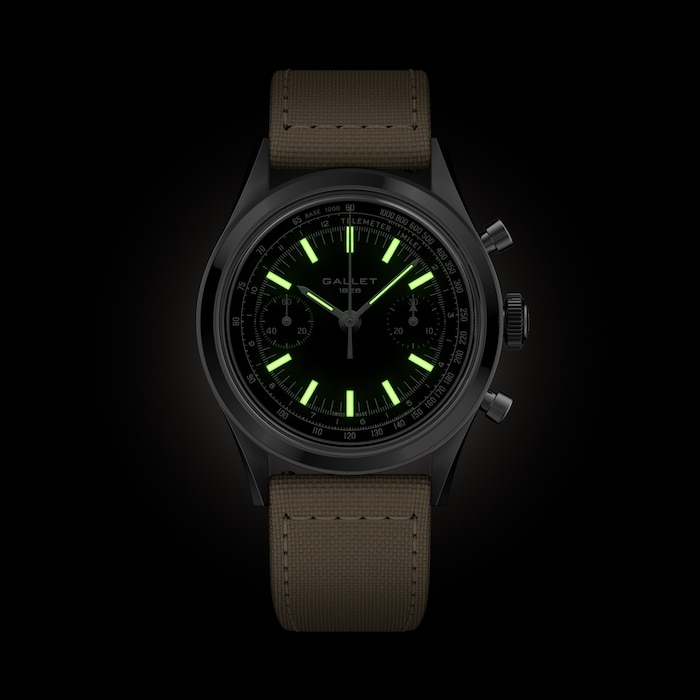 Gallet Classics B09 Tribute to Multichron 38mm Unisex Watch Black Dial Fabric