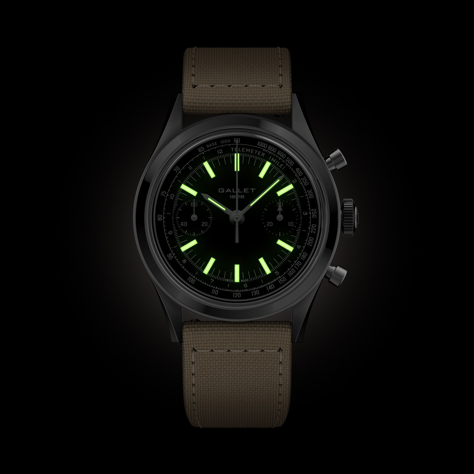 Gallet Classics B09 Tribute to Multichron 38mm Unisex Watch Black Dial Fabric
