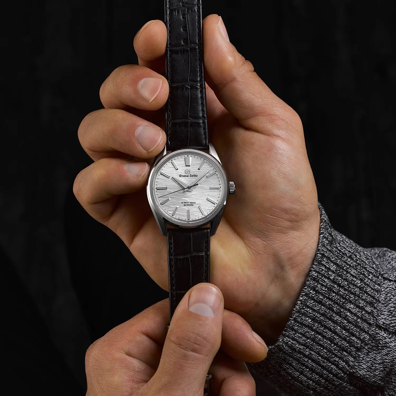 Grand Seiko Birch Bark' Titanium Hi-Beat 38.5mm Mens Watch Silver