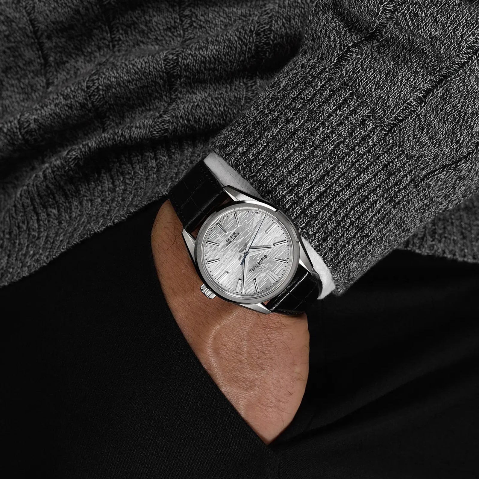 Grand Seiko Birch Bark' Titanium Hi-Beat 38.5mm Mens Watch Silver