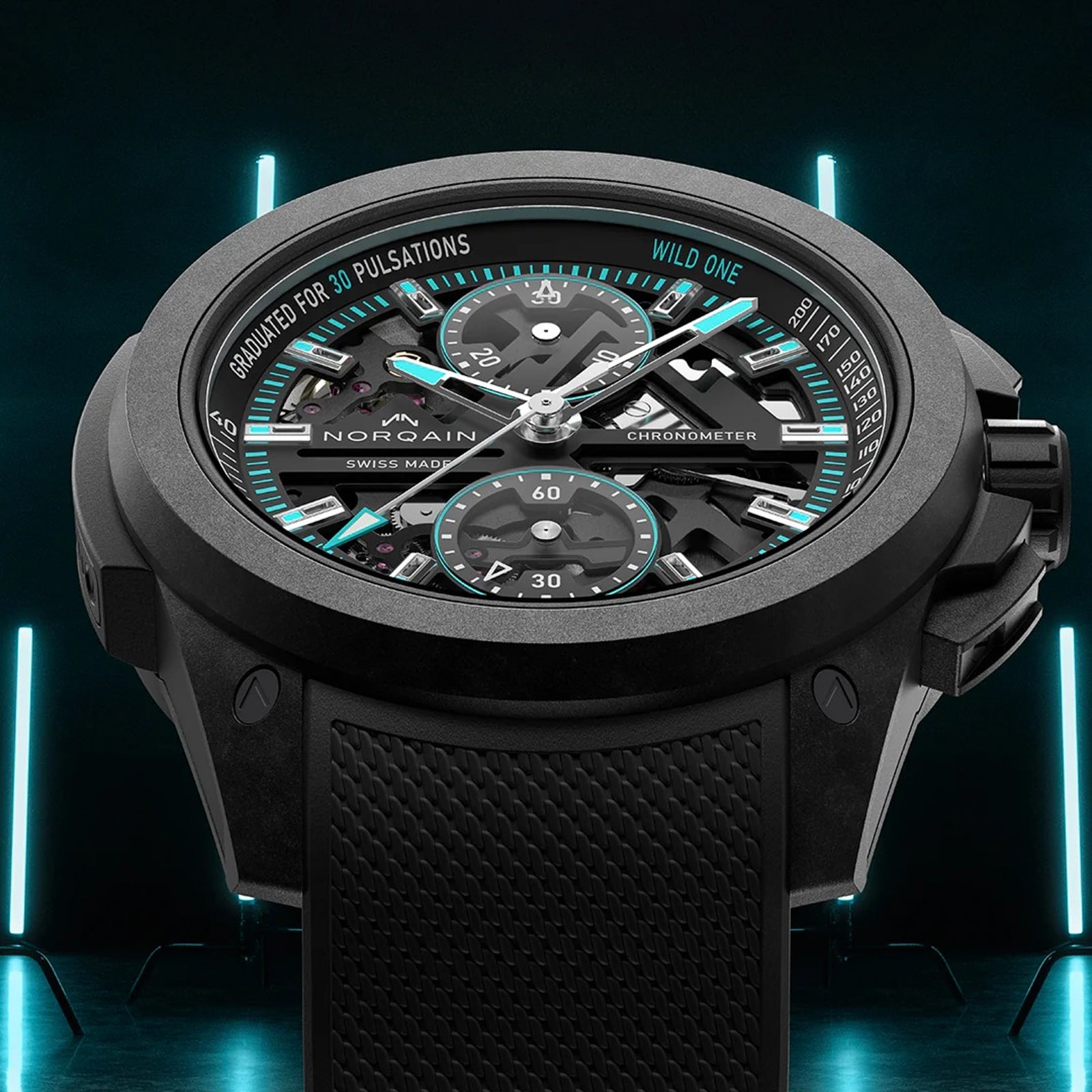 NORQAIN Wild ONE Skeleton Chrono Black 42mm