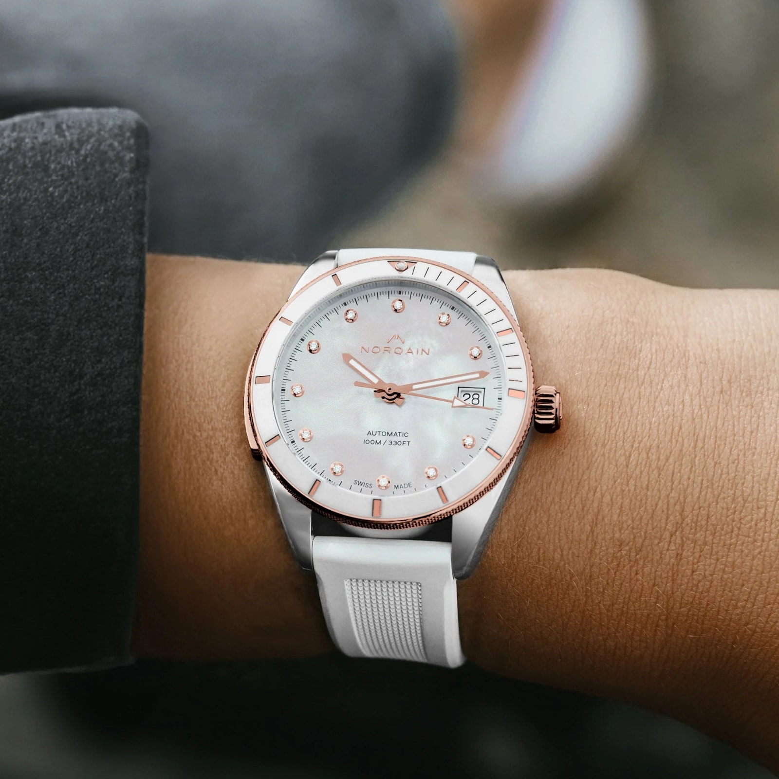 Norqain Adventure 37mm White Dial and Rose Gold Bezel