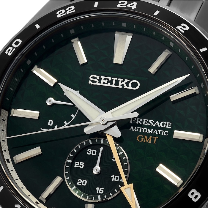 Seiko Presage Sharp Edged Green GMT SPB219J1 | Goldsmiths