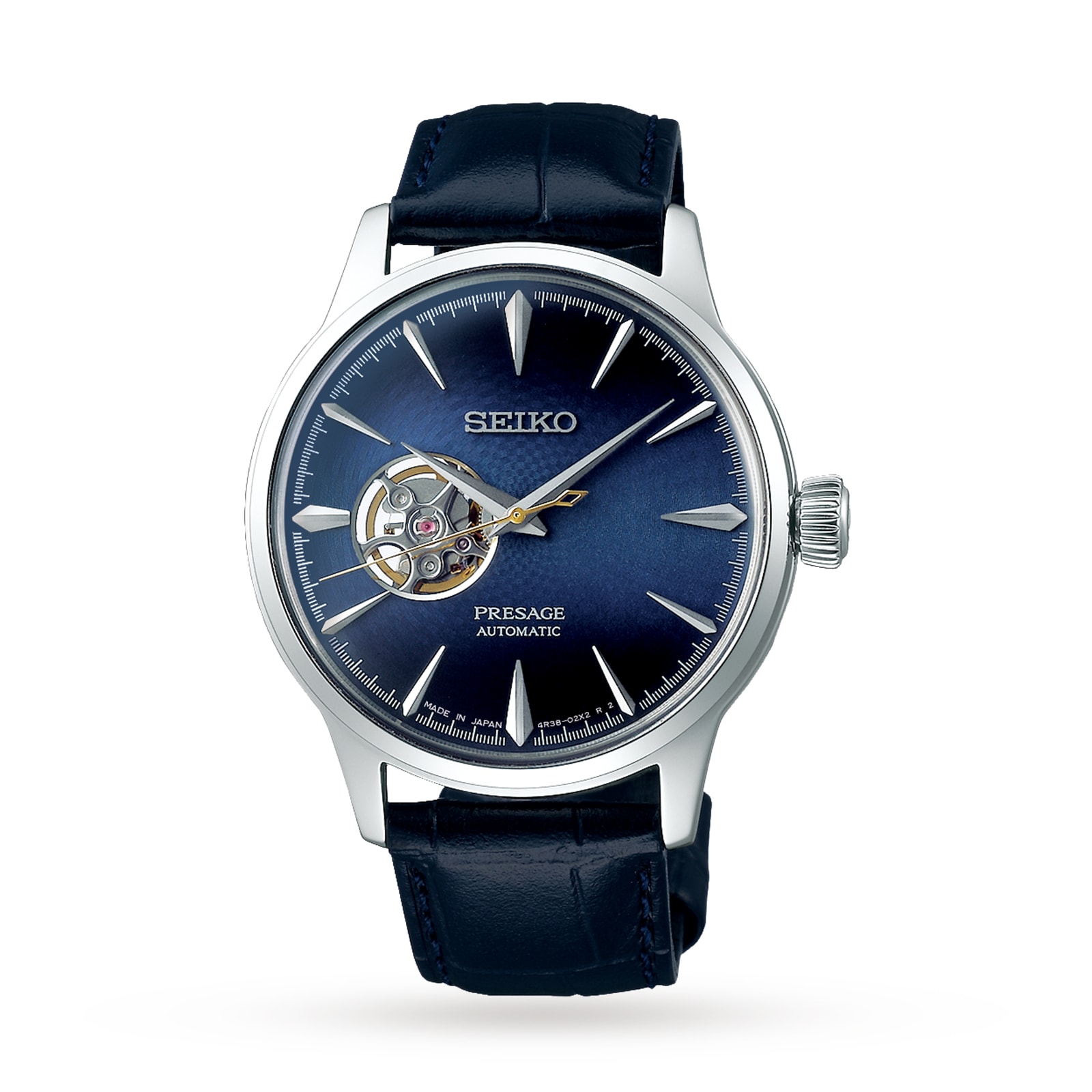 Seiko Presage Cocktail Time 'Blue Moon' Open Heart 40.5mm Mens Strap Watch