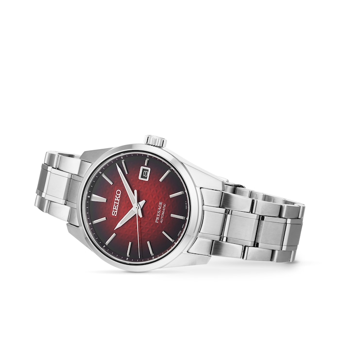 Seiko Presage Sharp Edged Red 39mm Mens Watch