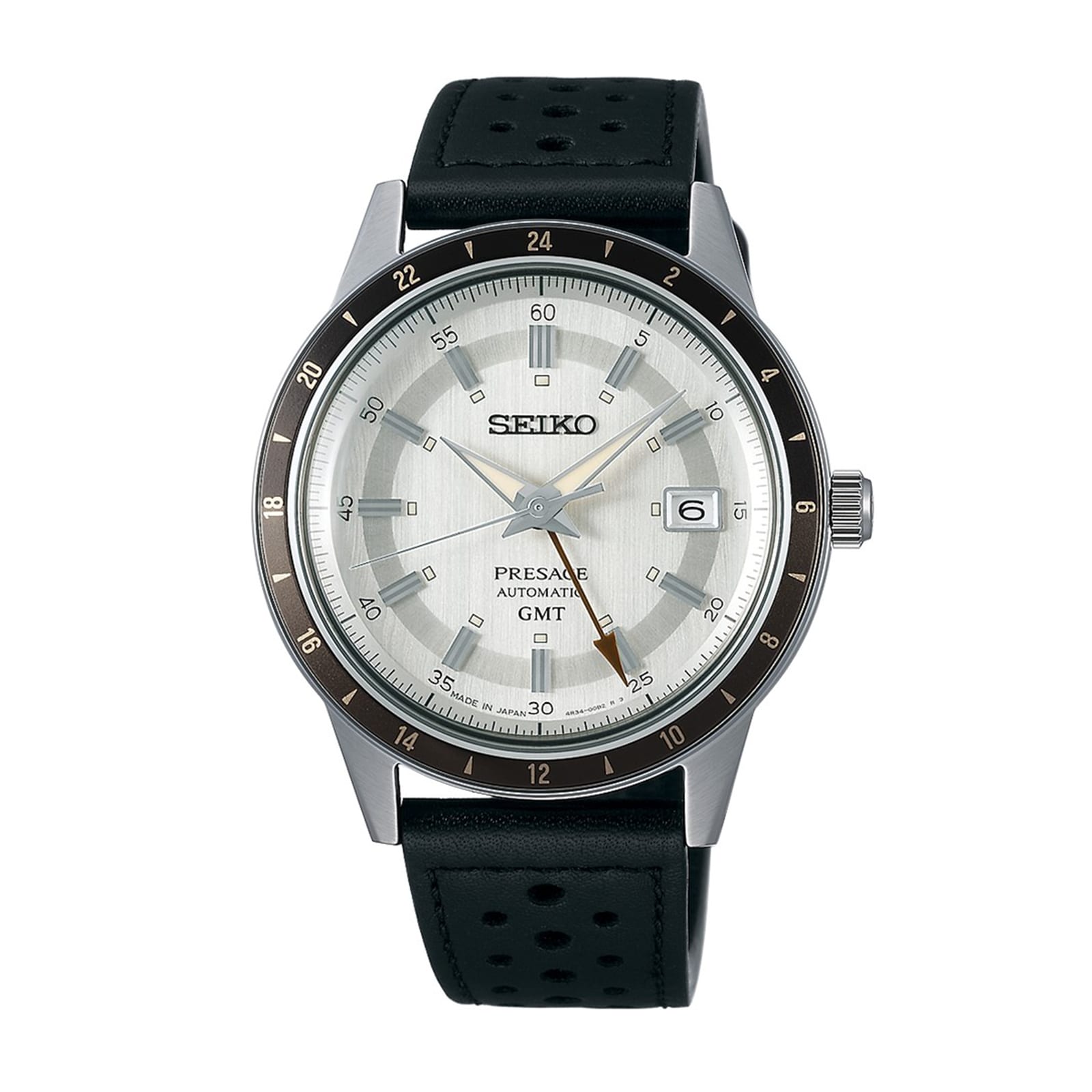 Seiko Presage Presage 'Stone' Style 60s Road Trip GMT 41mm Mens Watch Cream