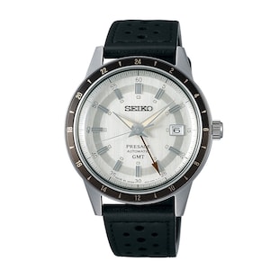 Seiko Presage Presage 'Stone' Style 60s Road Trip GMT 41mm Mens Watch Cream